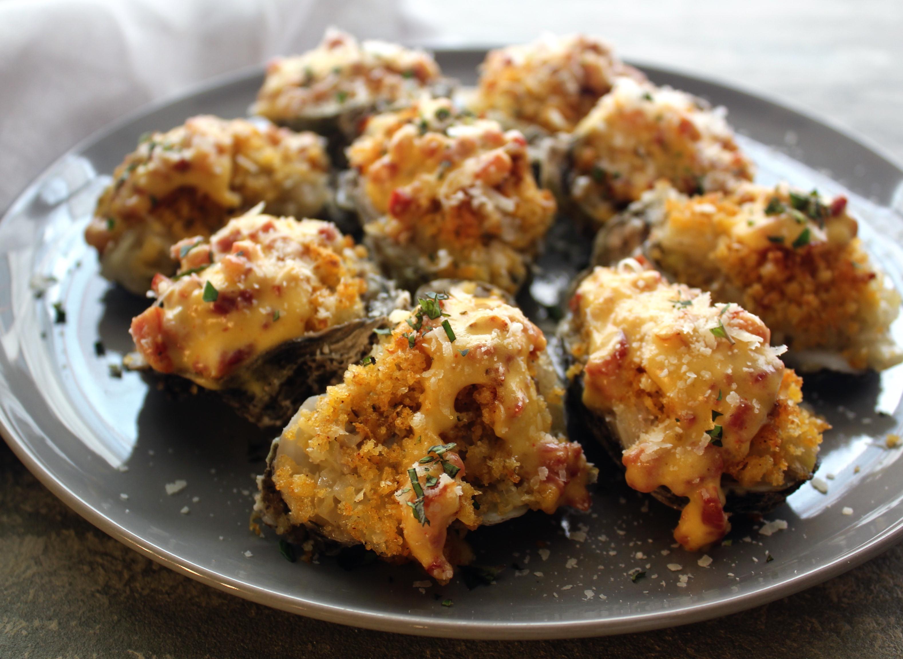 Baked Oysters with Braised Leeks and Tasso Hollandaise